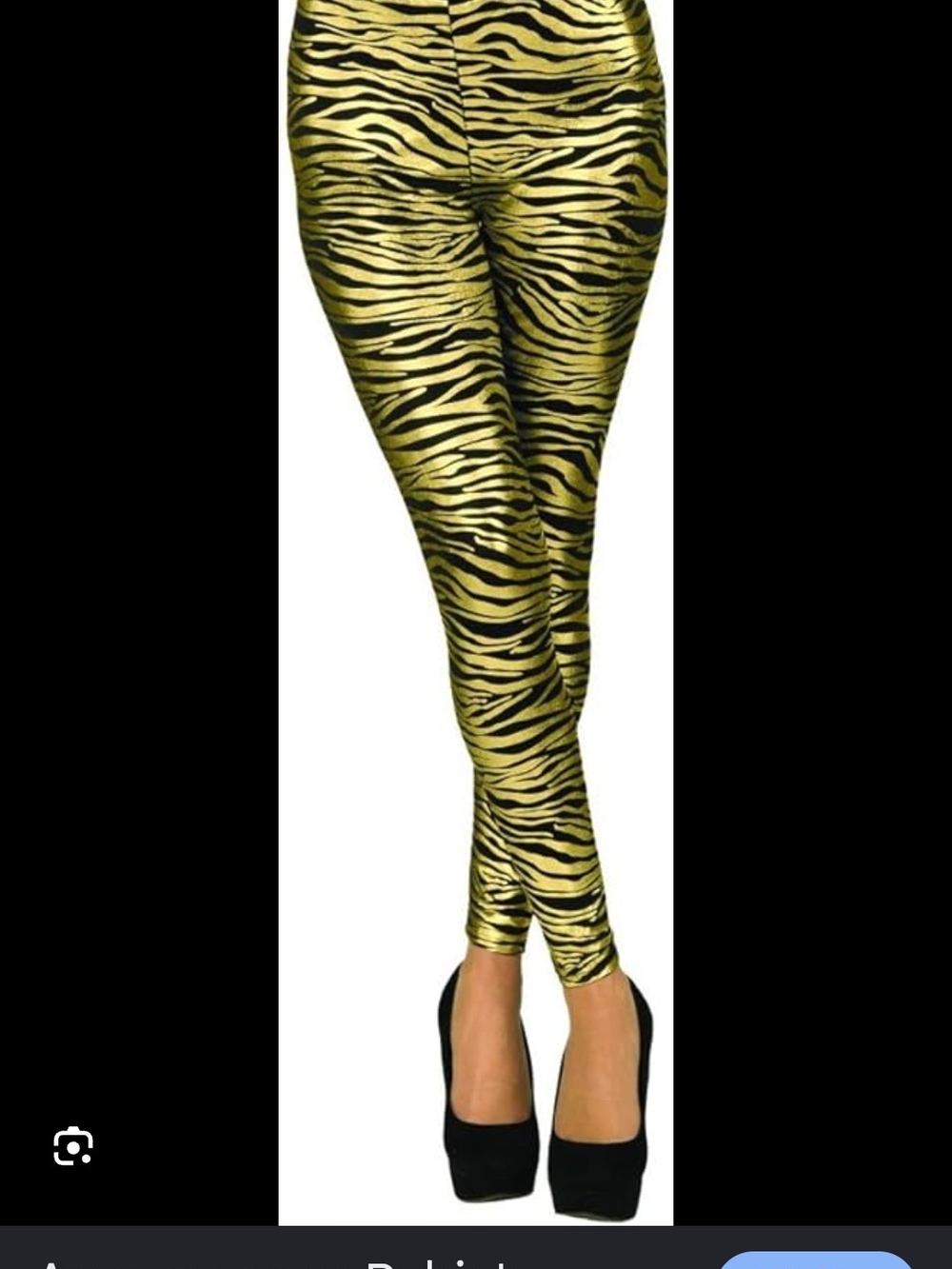Women’s Metallic Gold Zebra Print Leggings Rubies One Size Nwot